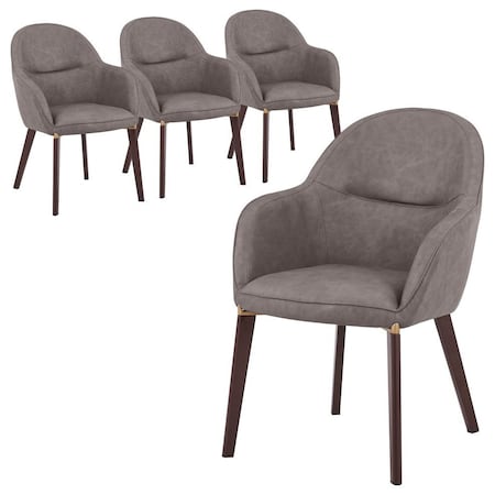 Leisuremod Elias Collection Modern Dining Chair in Dark Grey, 4PK EDC21DGR-4