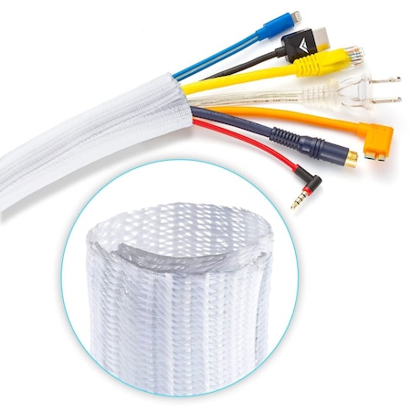 Maximm 6ft 1" Split Wire Loom Cable Management Cord Protector, White SCW-6FT-1-WH-1PK