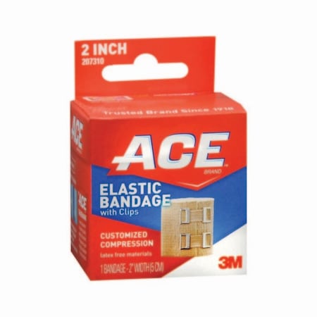 3M Elastic Bandage ACE 2 Inch Width Clip Detached Closure Tan NonSterile Standard Compression, 72PK 207310