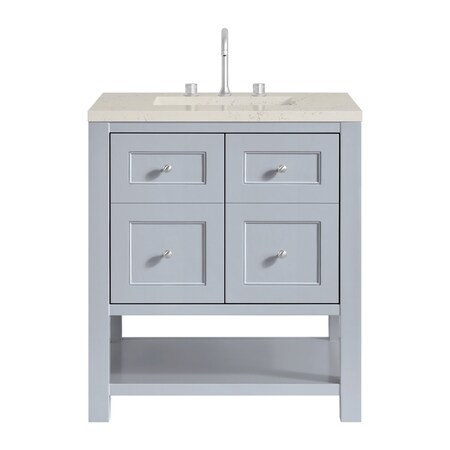 James Martin Vanities Breckenridge 30" Single Vanity, Serenity Blue, w/ 3 CM Siberian Silestone Top 330-V30-SRB-3SFR