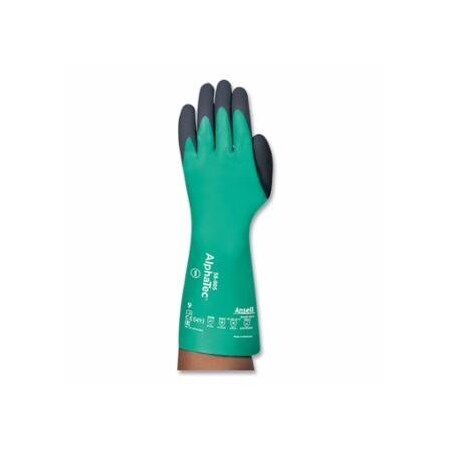 Alphatec 58-005 Nitrile/Neoprene Coated Supported Chemical Resistant Gloves, Size 10, Green, 6PK 012-58-005-100