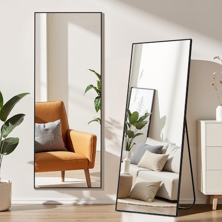 Simple Deluxe infinipower Full Length Mirror, Standing or Leaning Mirror Full Body, Mirror Full Length for Home W 3A88MIROZJ1659BLK