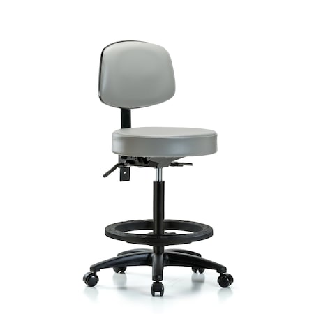 Blue Ridge Ergonomics Bench Stool, Hi, Vinyl, Bk, BF, Casters, Dov BR-VHBST-RG-T0-BF-RC-8567