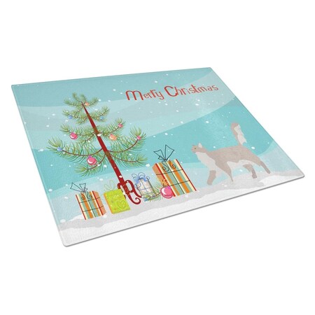 Carolines Treasures Chantilly Tiffany Cat Merry Christmas Glass Cutting Board - Large CK4580LCB