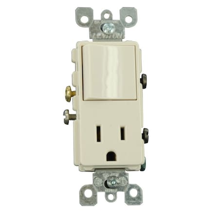 Leviton Decora AC Combination Switch, 15 Amp, 120 Volt, Light Almond 5625-TSP