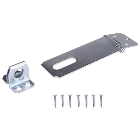 Prosource Safety Hasp, 4-1/2 in L, Steel, Zinc, 7/16 in Dia Shackle, Fixed Staple LR138-BC3L-PS