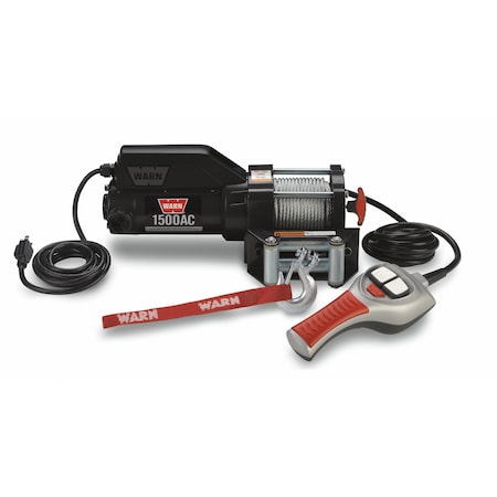 Warn Winch 1500AC Series Portable Utility Winch; Electric; 1500 Pound Line Pull Capacity; 43 Foot Wire 85330