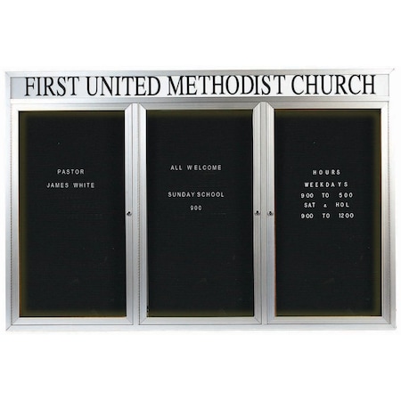Aarco Illuminated Outdoor Enclosed Directory w/ Al Frame Header, Clear Satin Anodized Finish, 48''Hx72''W OADC4872-3HI