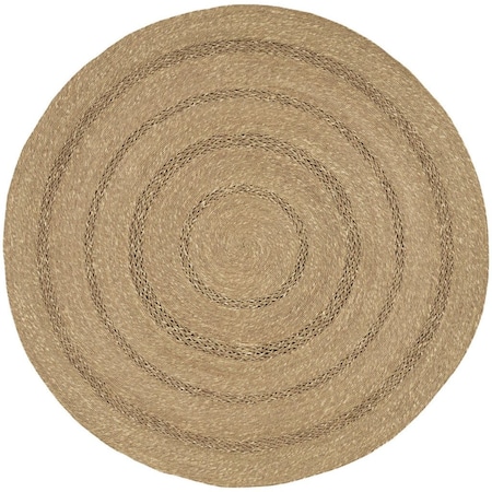 Homeroots 5' Natural And Brown Round Handmade Indoor Outdoor Area Rug 552434