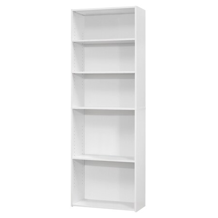 Homeroots 71" White Wood Adjustable Five Tier Bookcase 355727