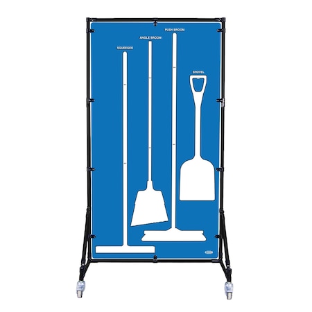 5S Supplies Housekeeping Shadow Board Broom Station V6, Blue / White Shadows, Broom Only, No Text HSB-V6-BLUE/WHITE-BO- NO TEXT