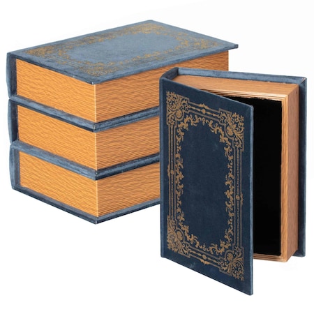 Vintiquewise Set of 4 Vintage Book Design Decorative Boxes - Wedding Card Boxes, Keepsake Boxes, Craft QI003691.B.4