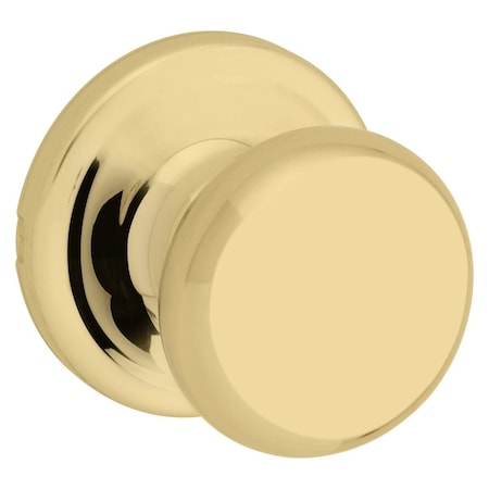 Kwikset Door Knob, Polished Brass, 138 to 134 in Thick Door, 214 in Strike 720J3CP6AL