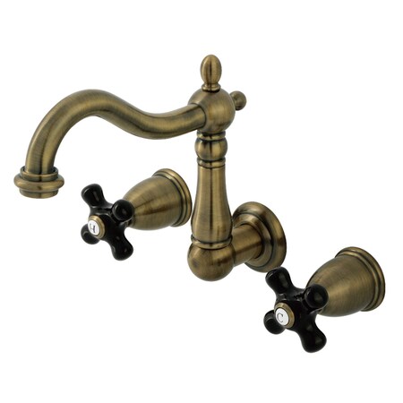 Kingston Brass Double-Handle Wall Mount Bathroom Faucet, Antique Brass KS1253PKX