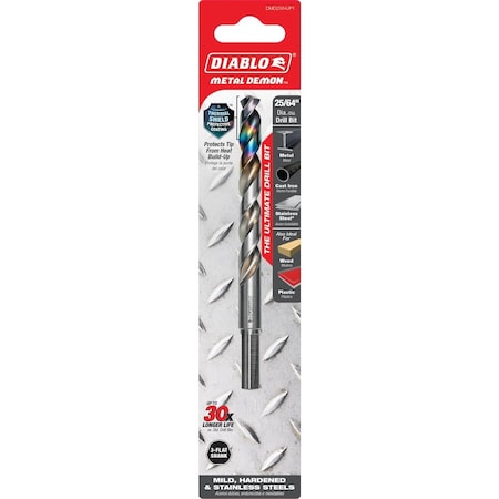 Diablo Metal Demon 25/64'' Drill Bit for Mild Hardened & Stainless Steels DMD2564JP1