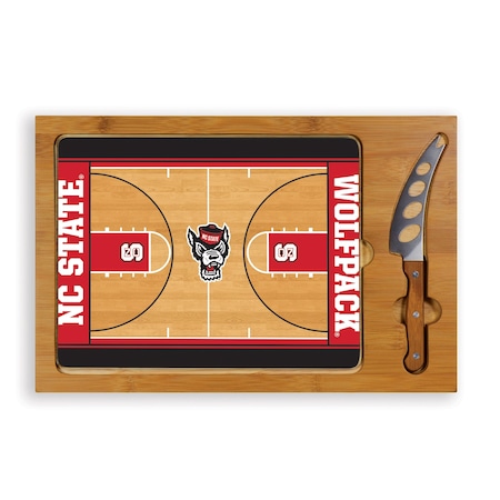 Picnic Time Family Of Brands NCAA NC State Wolfpack Basketball Court Icon Glass Top Cutting Board & Knife Set 910-00-505-425-0