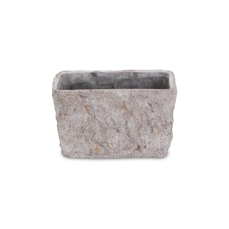 Homeroots 9in Gray Speckle Glaze Cement Indoor Outdoor Rectangular Pot Planter 487894