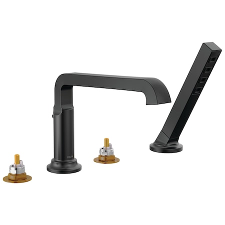 Delta Tetra Roman Tub Trim With Hand Shower In Matte Black T4789-BLLHP
