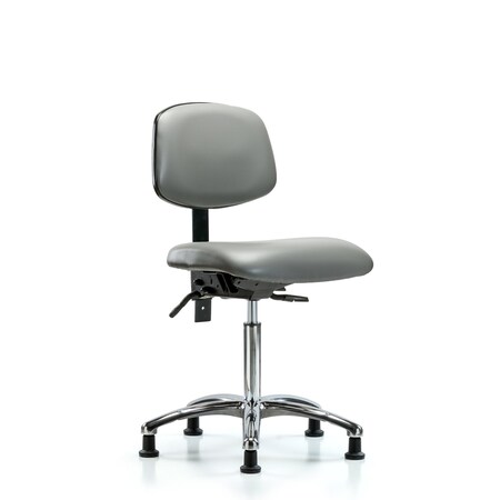 Blue Ridge Ergonomics Vinyl Chair Chrome, Med Bench, Glides, Sterling BR-VMBCH-CR-T0-A0-NF-RG-8840