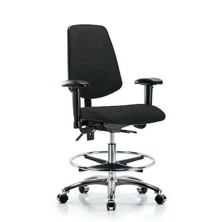 Blue Ridge Ergonomics Fab Med Bench Chair, Bk, CF, Cast, Blk, 6-Way Adjustable, 22" to 29" Height, Black BR-FMBCH-MB-CR-T1-A1-CF-CC-F42