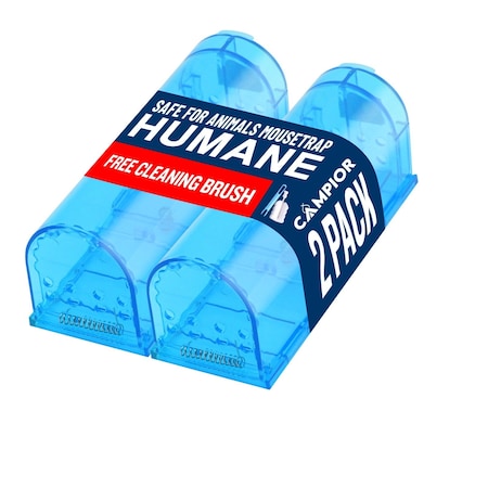 Campior Humane Mouse Trap, Large, No-Kill, Pet Safe, Easy Clean, No-Touch Release, Blue, 2PK CMPMU7BLS2