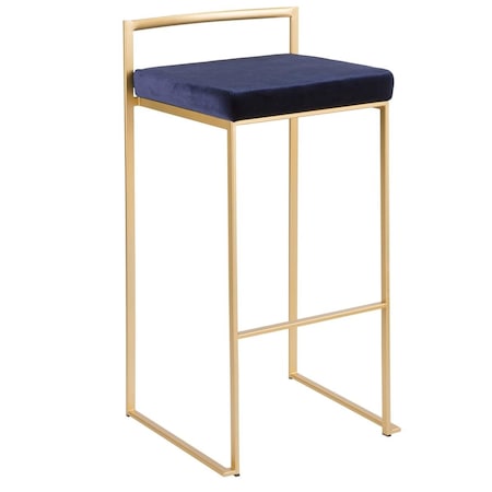 Lumisource 34 x 17.5 x 16 in. Fuji Contemporary Stackable Barstool - Blue, Set of 2, 2PK B30-FUJI AUVBU2