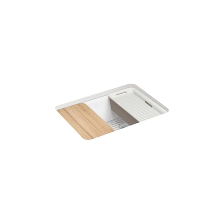 Kohler Riverby 27 undermount single-bowl workstation kitchen sink White 8668-5UPC-0