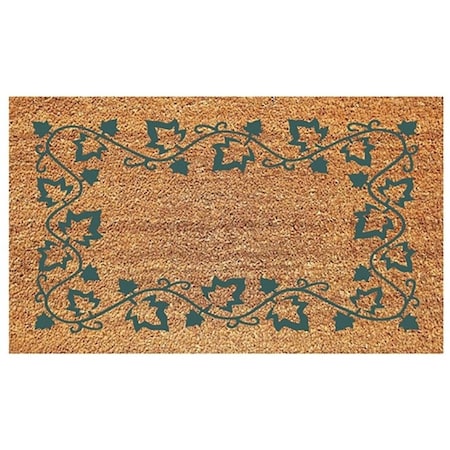 Decoir NonSlip Door Mat, 16 in L, 27 in W, Ivy Border Pattern, GreenTan 77FLIBG627