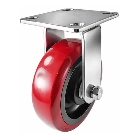 Hyw Products Heavy Duty Caster 6in x 2in Polyurethane on Plastic Wheel Stainless Steel - Rigid 40-60R-A1-PU(STS)