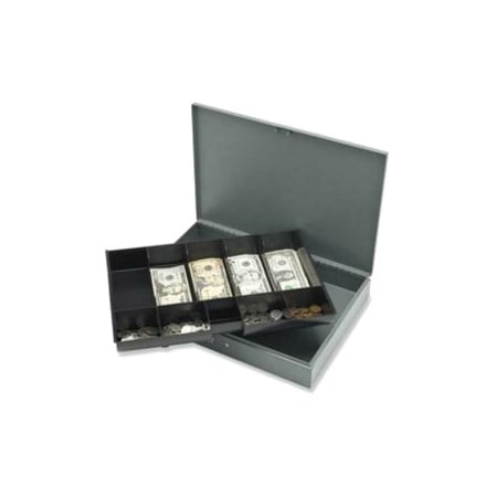 Sparco Products SPR15500 Cash Box- w- 2 Keys- 10 Compartments- 10-.50in.x15in.x2in.- Gray SPR15500