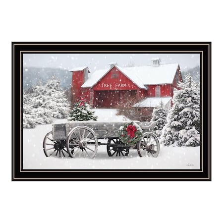 Homeroots Tree Farm Wagon Black Framed Wall Art 572025