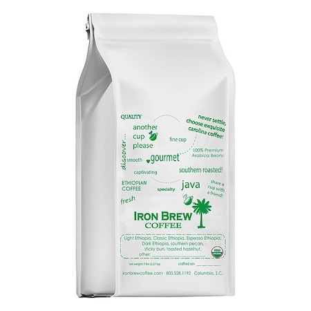 Iron Brew Coffee, Dark Ethiopia, Bag, Caffeinated, Ground, 5.1 lb ODE5G