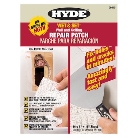 Wet & Set 5in x 15in Hyde Tools 09910 Wet & Set Wall and Ceiling Drywall Repair Patch 9910