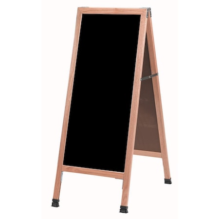 Aarco A-Frame Sidewalk Board, Black Melamine Markerboard and Solid Red Oak Frame, 42''Hx18''W A-311