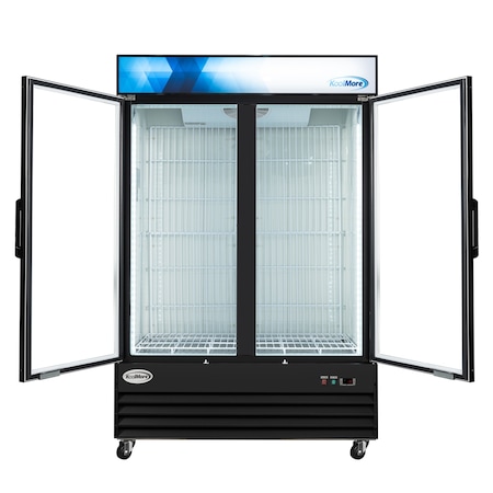 Koolmore 53 in. 42 cu. ft. Commercial Indoor Two Glass-Door Ice Merchandiser Freezer in Black KM-IM53-2GD