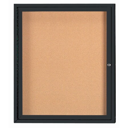 Aarco Illuminated Enclosed Bulletin Board w/ Black Powder Coated Al Frame, 36''Hx30''W DCC3630RIBK
