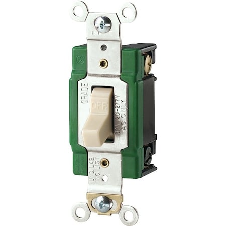 Eaton Wiring Devices Eaton Cooper Wiring Toggle Switch, 277 VAC, Back, Side Terminal, Polycarbonate Housing Material WD3032V