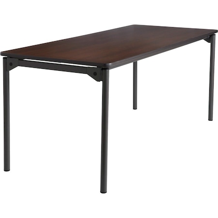 Iceberg Maxx Legroom Folding Table, Walnut Top, Charcoal Frame, 30 in W x 72 in L x 29.5 in H 65824