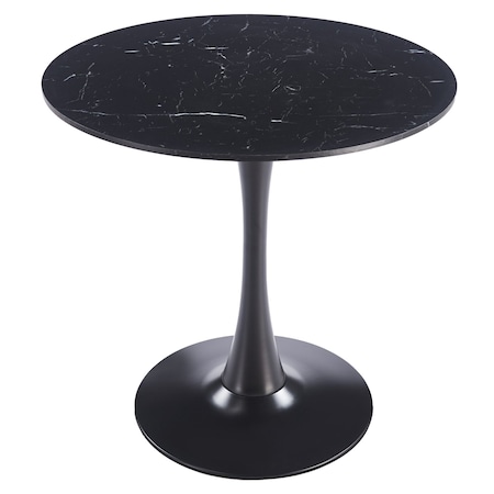 Leisuremod Bristol Round MDF Dining Table - Pedestal Base Kitchen Table, Modern Style BTBL-B40BLMT