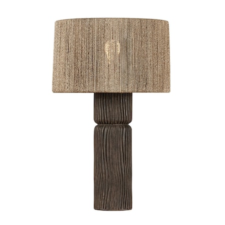 Troy Lighting Folk 1 Light Table Lamp in Patina Brass and Ceramic Shadowed Bark Finish PTL1427-PBR/CSK