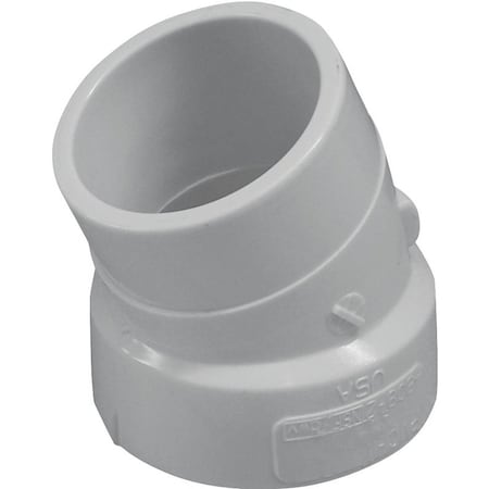 Canplas Street Pipe Elbow, 3 in, Spigot x Hub, 22.5 deg Angle, PVC, White 192563