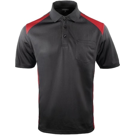 Propper Midweight Colorblock Pocket Men's Polo, Black/Red, Large F5344