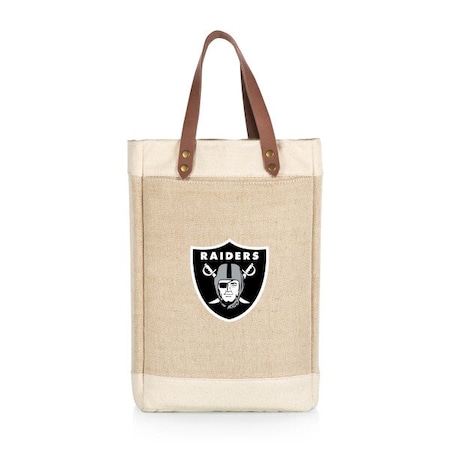 Picnic Time Family Of Brands NFL Las Vegas Raiders - Pinot Jute 2 Bottle Insulated Wine Bag 539-02-187-234-2