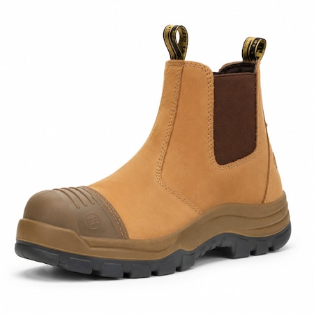 Handpoint 802 Mens 6 in Soft Toe Work Boots-Nubuck Leather Slip-On Safety Boots, 7 TAN802D-7