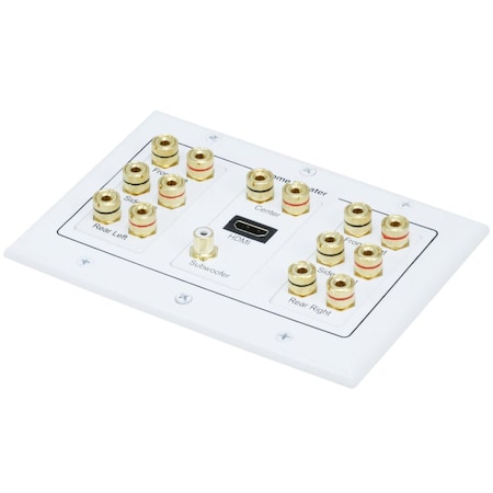 Monoprice A/V Wallplate, 3-Gang, 7.1 Stereo, White 6907