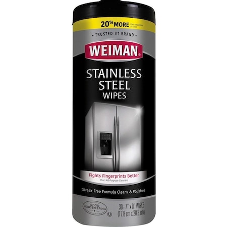 Weiman Stainless Steel Wipes, 7 x 8, 30/Canister 92