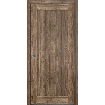 Sartodoors Panel Lite Pocket Door 32x84 Frames Walnut Solid Core Modern Interior QUADRO4111PD-WLN-3284