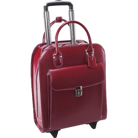 Mckleinusa McKlein 97696 15.6 in. Uptown Leather Vertical Wheeled Ladies Briefcase; Red - 13.5 x 6 x 16 in. 97696