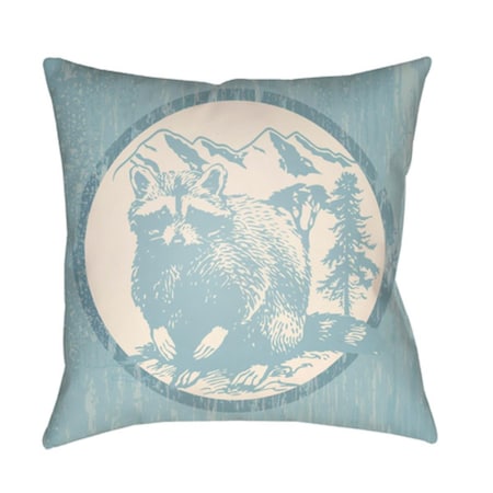 Artistic Weavers Lodge Cabin Raccoon Ridge Poly Filled Pillow - Sky Blue & Beige - 18 x 18 in. LGCB2006-1818