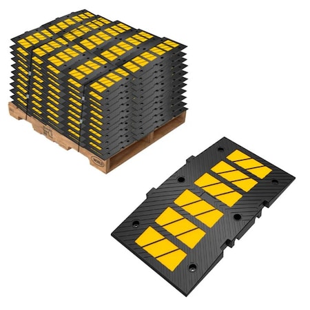 Traffic Kontrol Rubber Speed Hump, 3FT Long, Yellow Black, 39PC Bulk Pallet, 39PK TKSH-3-YB-39